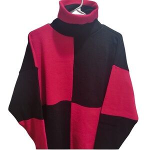 Vintage EURO FLASH pink and black acrylic sweater women’s size XL